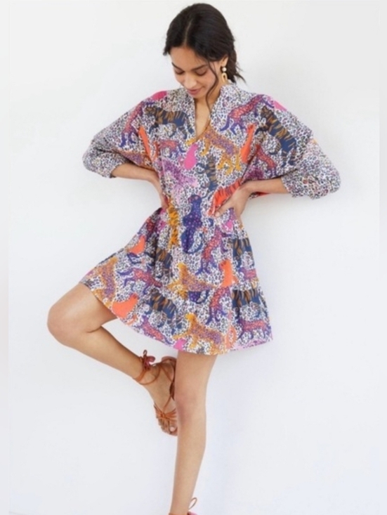 Anthropologie Dresses & Skirts - Anthropologie x Conditions Apply Multicolor Animal Tiger Tiered Tunic Dress XL